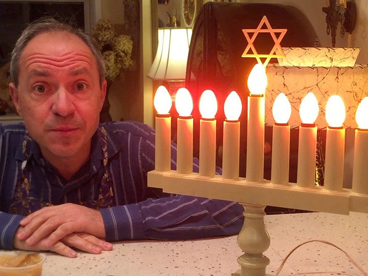 Bart Feller celebrating Hanukkah in the 2020 Home for the Holidays special